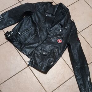 ASOS black leather biker jacket